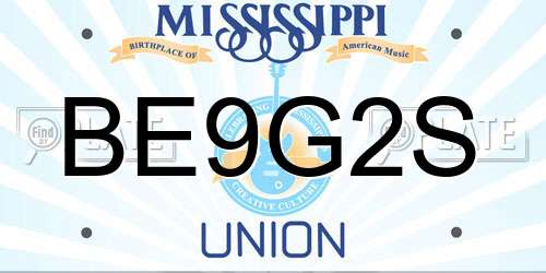 BE9G2S Mississippi License Plate