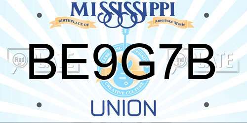 BE9G7B Mississippi License Plate