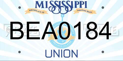 BEA0184 Mississippi License Plate