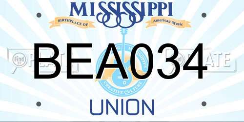 BEA034 Mississippi License Plate