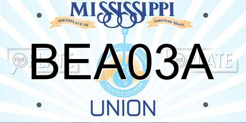 BEA03A Mississippi License Plate