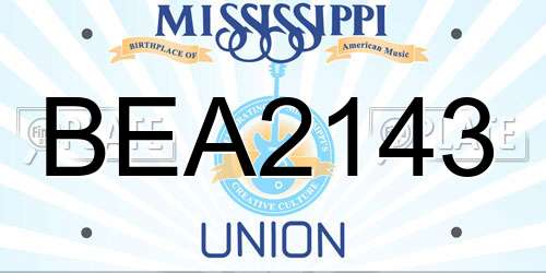 BEA2143 Mississippi License Plate