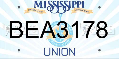 BEA3178 Mississippi License Plate