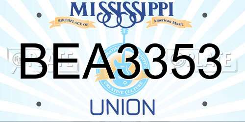 BEA3353 Mississippi License Plate