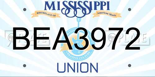 BEA3972 Mississippi License Plate