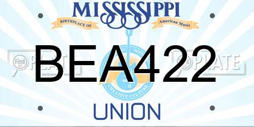 BEA422 Mississippi License Plate