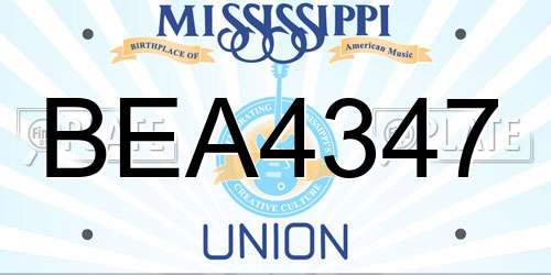 BEA4347 Mississippi License Plate