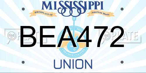 BEA472 Mississippi License Plate