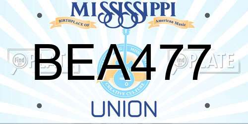 BEA477 Mississippi License Plate
