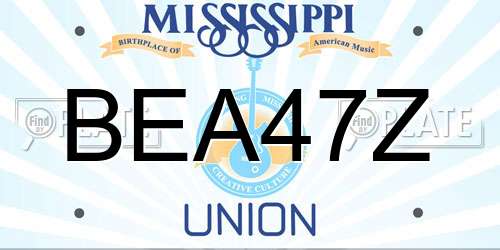 BEA47Z Mississippi License Plate