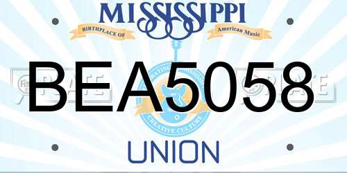 BEA5058 Mississippi License Plate