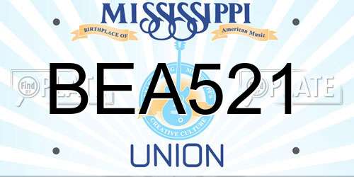 BEA521 Mississippi License Plate