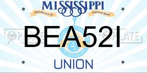 BEA52I Mississippi License Plate