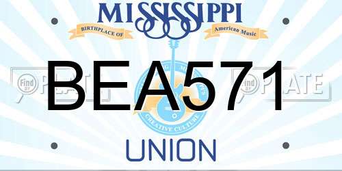 BEA571 Mississippi License Plate