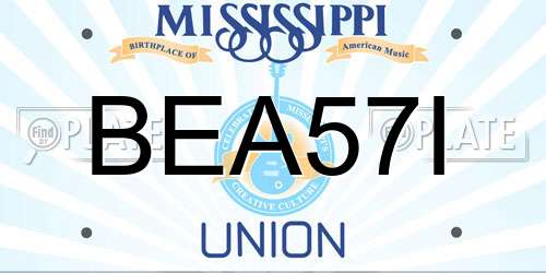 BEA57I Mississippi License Plate