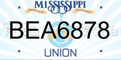 BEA6878 Mississippi License Plate