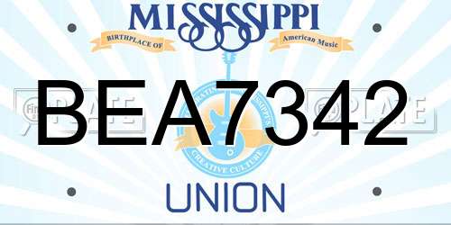 BEA7342 Mississippi License Plate