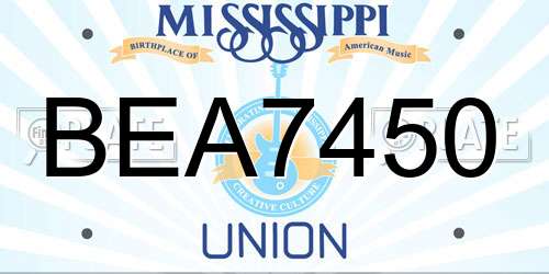 BEA7450 Mississippi License Plate