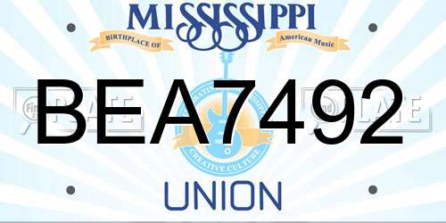 BEA7492 Mississippi License Plate