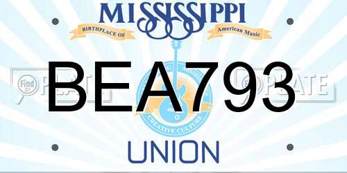 BEA793 Mississippi License Plate