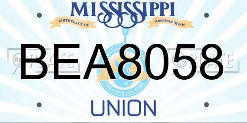BEA8058 Mississippi License Plate
