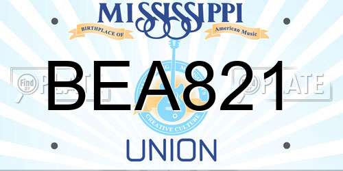 BEA821 Mississippi License Plate