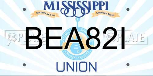 BEA82I Mississippi License Plate