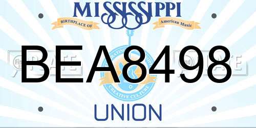 BEA8498 Mississippi License Plate