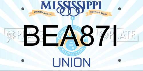 BEA87I Mississippi License Plate