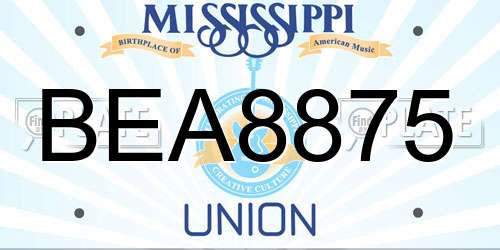 BEA8875 Mississippi License Plate
