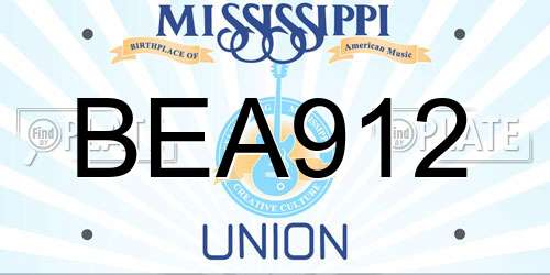 BEA912 Mississippi License Plate