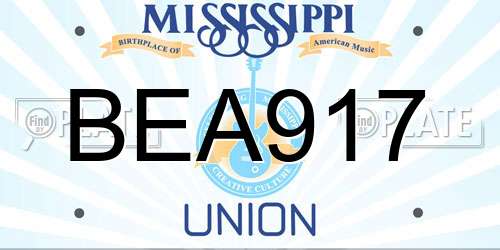 BEA917 Mississippi License Plate