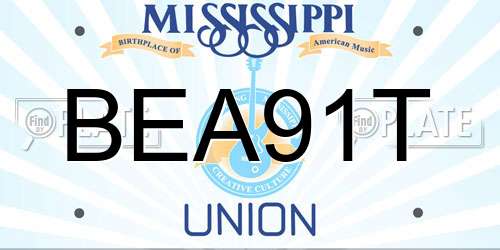 BEA91T Mississippi License Plate