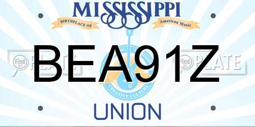BEA91Z Mississippi License Plate