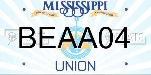BEAA04 Mississippi License Plate
