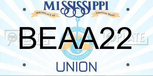 BEAA22 Mississippi License Plate