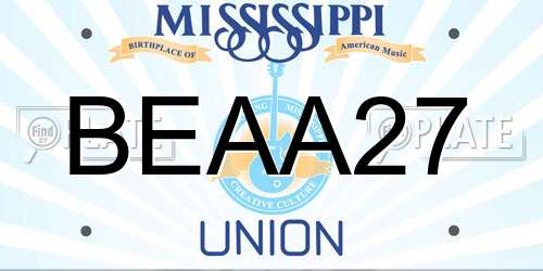 BEAA27 Mississippi License Plate