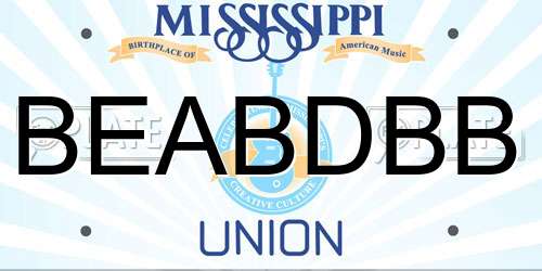 BEABDBB Mississippi License Plate