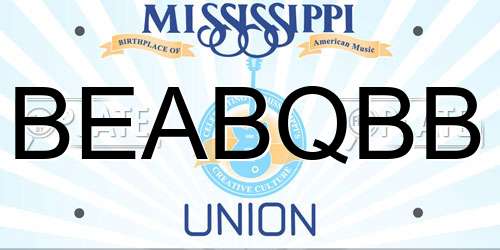 BEABQBB Mississippi License Plate