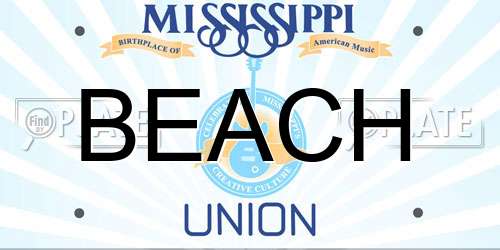 BEACH Mississippi License Plate