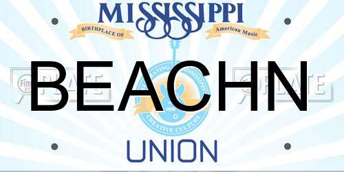 BEACHN Mississippi License Plate