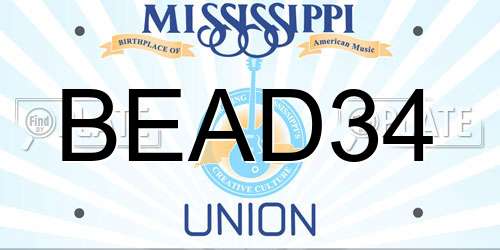 BEAD34 Mississippi License Plate