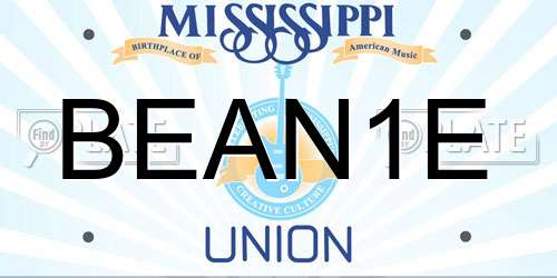 BEAN1E Mississippi License Plate