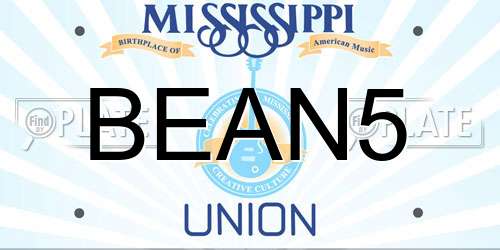 BEAN5 Mississippi License Plate