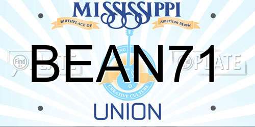 BEAN71 Mississippi License Plate