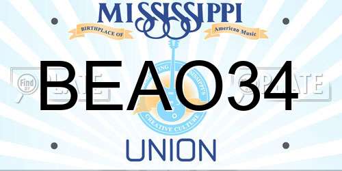 BEAO34 Mississippi License Plate