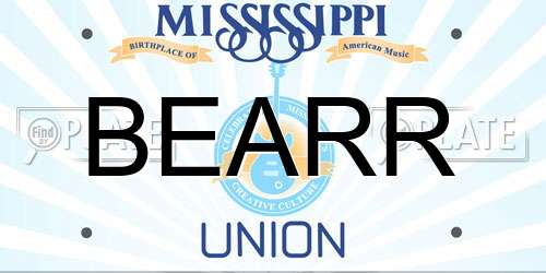 BEARR Mississippi License Plate