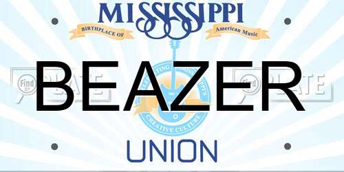 BEAZER Mississippi License Plate