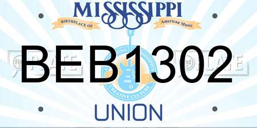 BEB1302 Mississippi License Plate