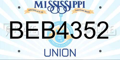 BEB4352 Mississippi License Plate